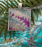 Botanical fern Art Pendant, wearable artwork necklace in blue and purpl - Image 4