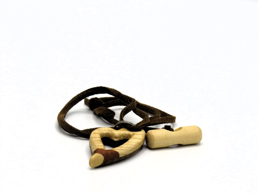 Pierced Heart multi coloured Wood Necklace.SKU-N15