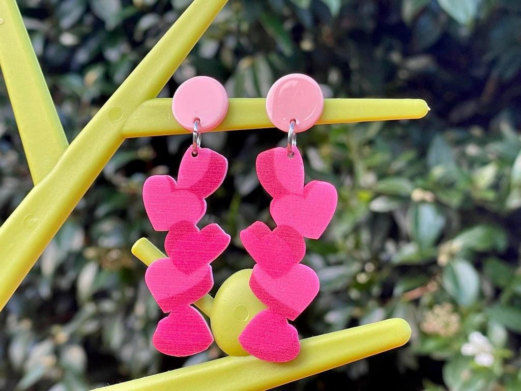 RESIN HEART EARRINGS photographic 3D kawaii cute pushback post 