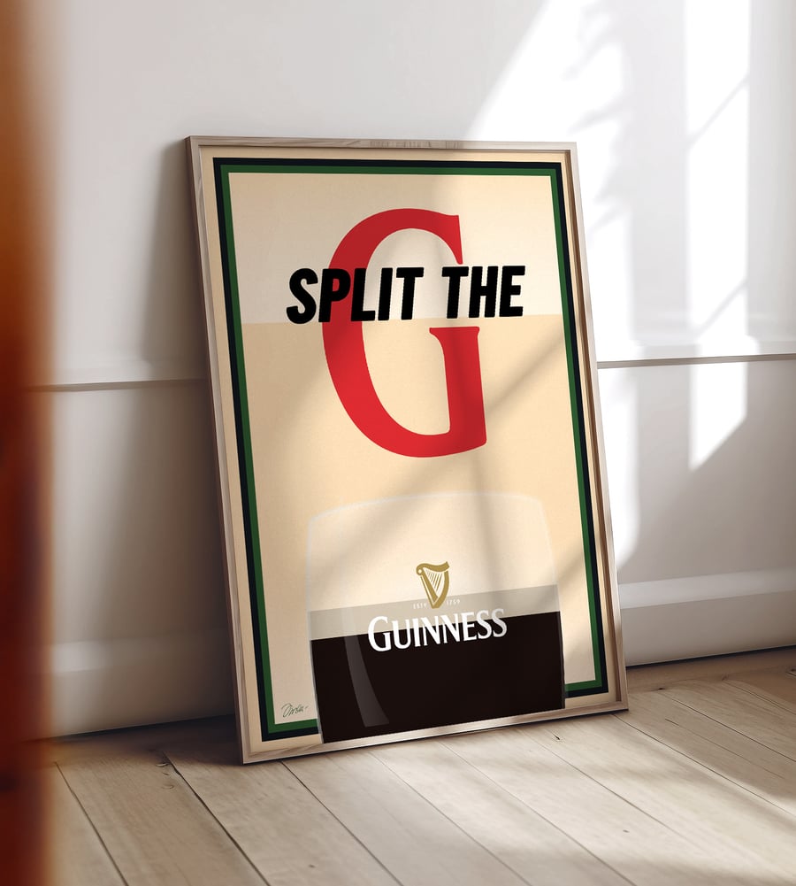 Split The G - Funny Retro Guinness Beer Print - Funny Dad Gift for Man Cave