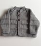Baby cardigan grey hand knit 0-3 months  - Image 4