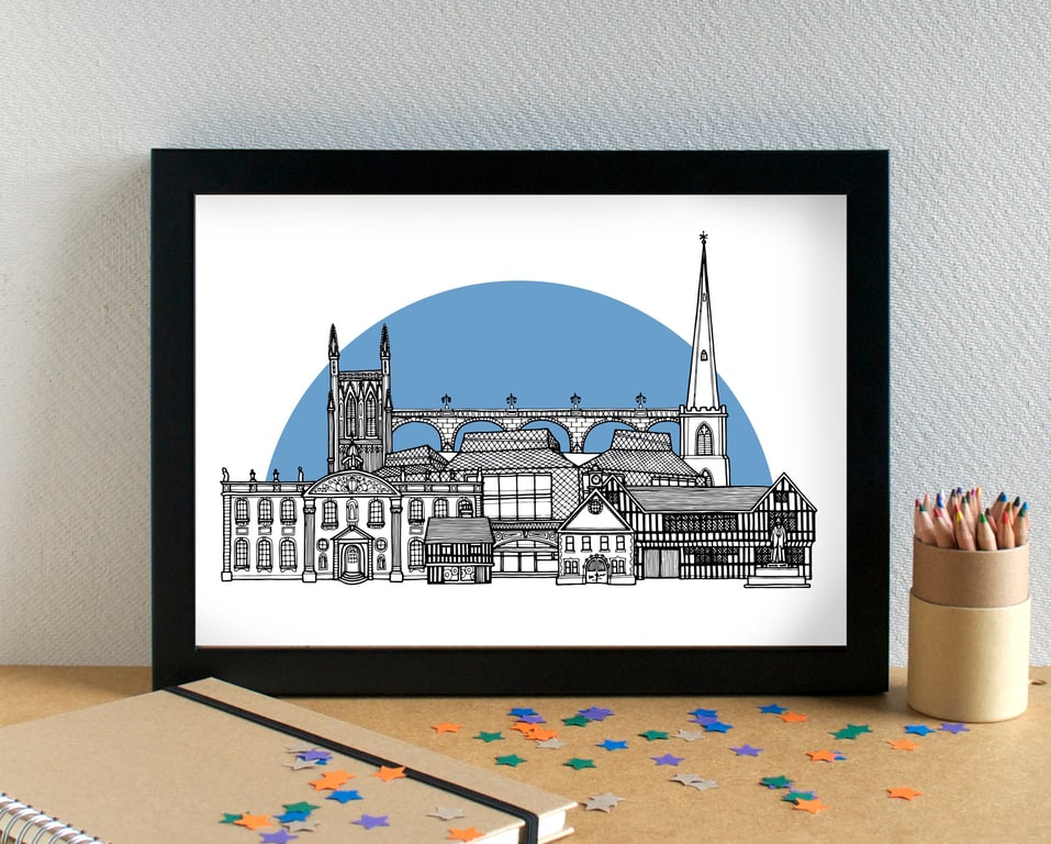 Worcester Skyline Art Print