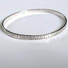 Sterling Silver Bangle, bark textured