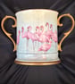 Pink Flamingos. Large two handled bone china loving cup. Handpainted . - Image 2