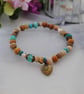 Picture jasper & turquoise heart stretch bracelet  - Image 2