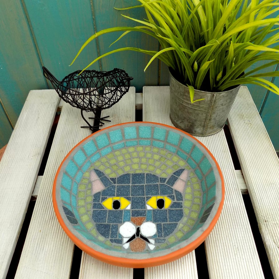 Mosaic Grey Lappy Cat Water Dish