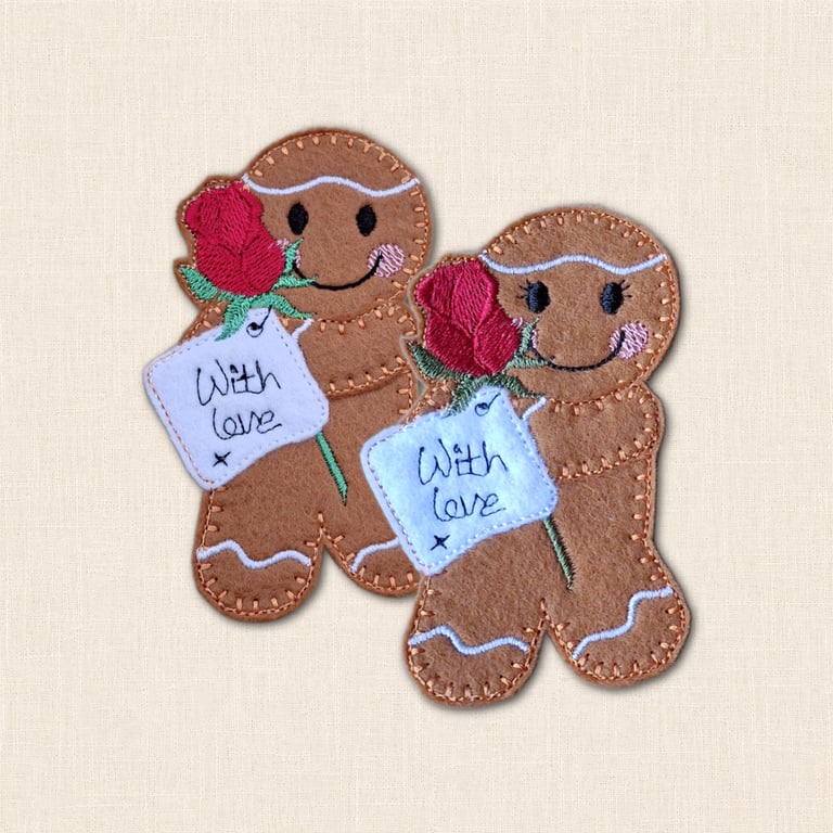 With Love Gingerbread Character - Cute Rose Hanging Decor