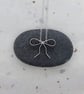 Sterling Silver Bow Necklace - Handcrafted Flat Wire Pendant - Image 1