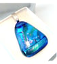 Dichroic Glass Pendant 006 Emerald Triangle Handmade with silver plated chain - Image 1