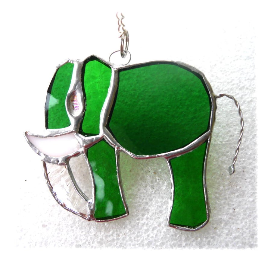 Elephant Suncatcher Stained Glass Green 100