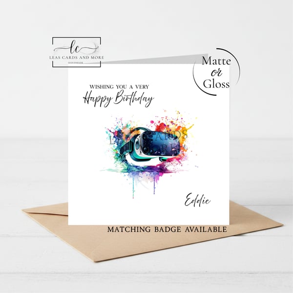 VR Headset Happy Birthday Card