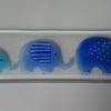 Fused Glass Elephant Hanger, elephant family, new baby, blue