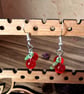 Redcurrant Glass Bead & Silver Drop Earrings - Fruit Novelty Earrings  - Image 4