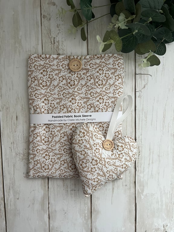 Fabric Book Sleeve, Book Cover & Hanging Heart Decoration 