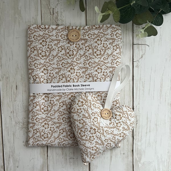 Fabric Book Sleeve, Book Cover & Hanging Heart Decoration 