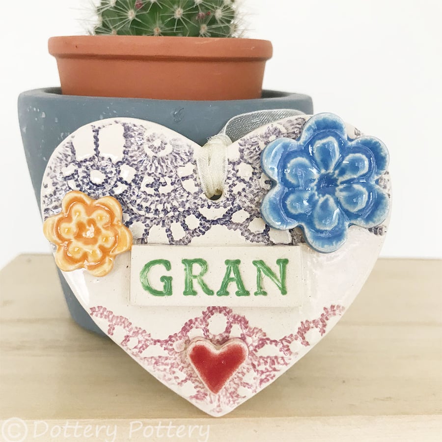 Pottery decoration Gran Heart Ceramic lace pattern 