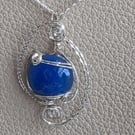 Blue Agate in Sterling silver pendant 