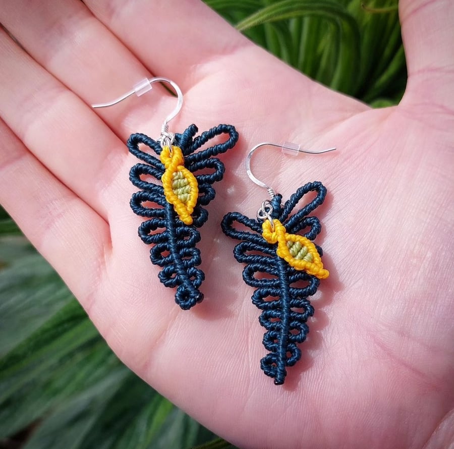 Macrame Fern & Leaf Earrings 
