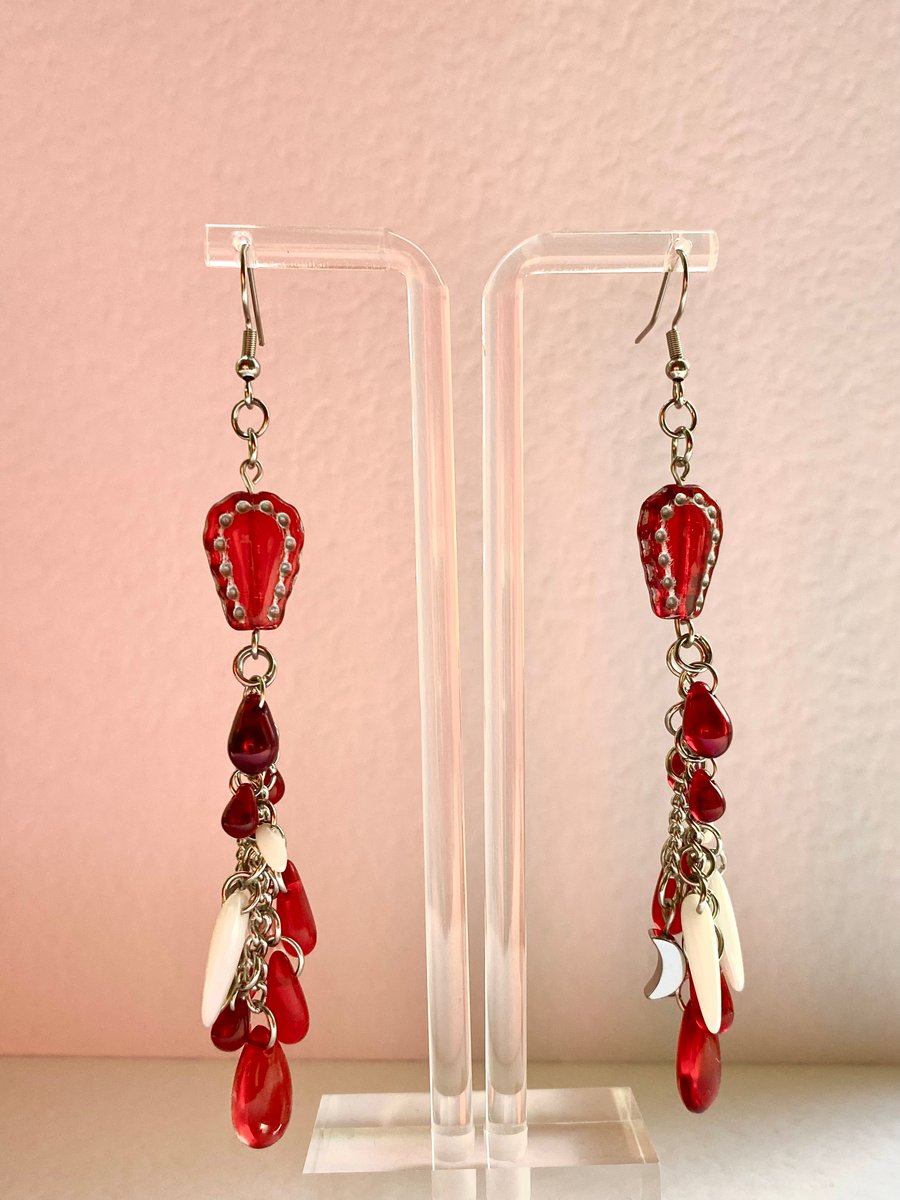 Claudia - Vampire Blood & Fangs Earrings 