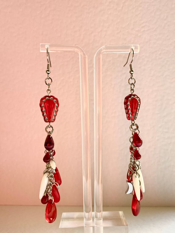 Claudia - Vampire Blood & Fangs Earrings 