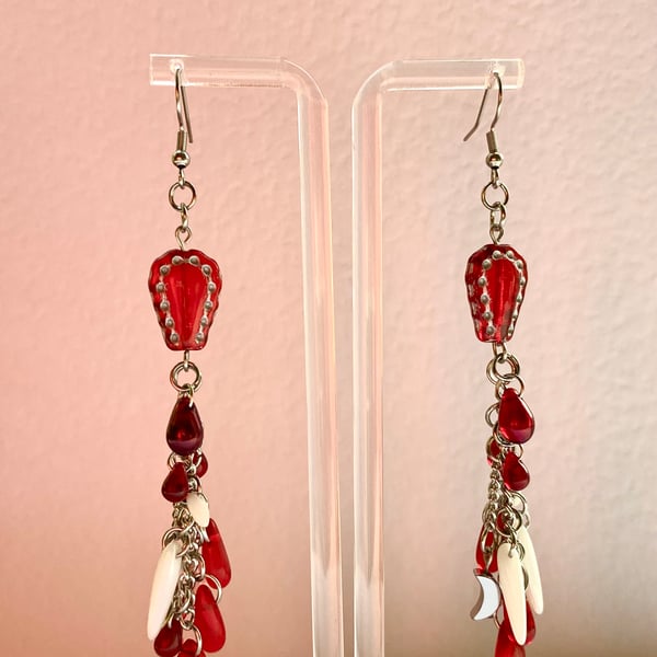 Claudia - Vampire Blood & Fangs Earrings 