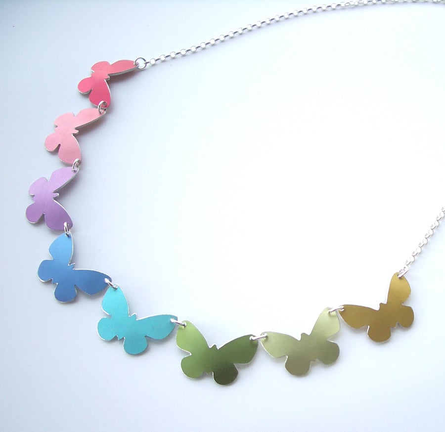 Butterfly necklace in rainbow colours