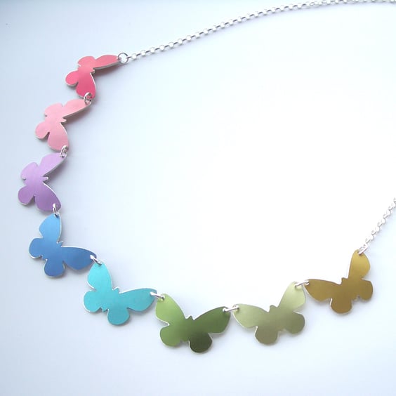 Butterfly necklace in rainbow colours