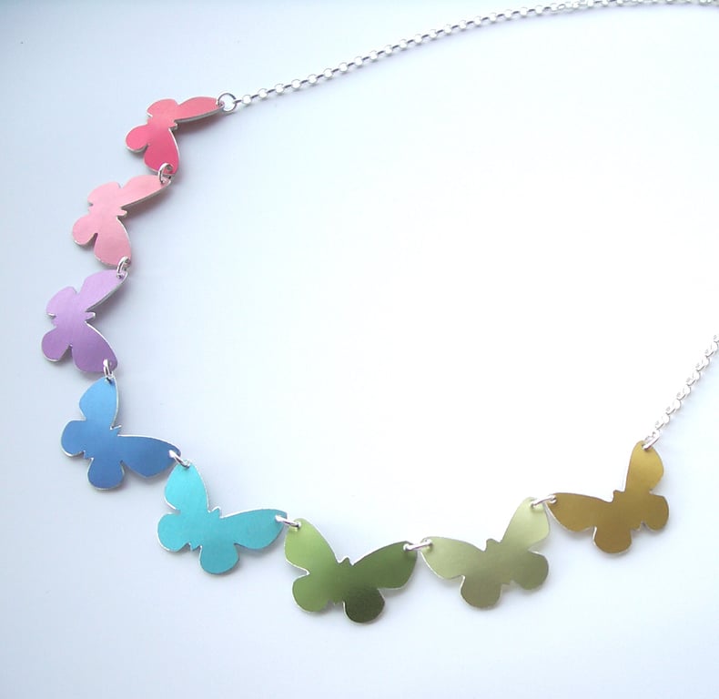 Butterfly necklace in rainbow colours