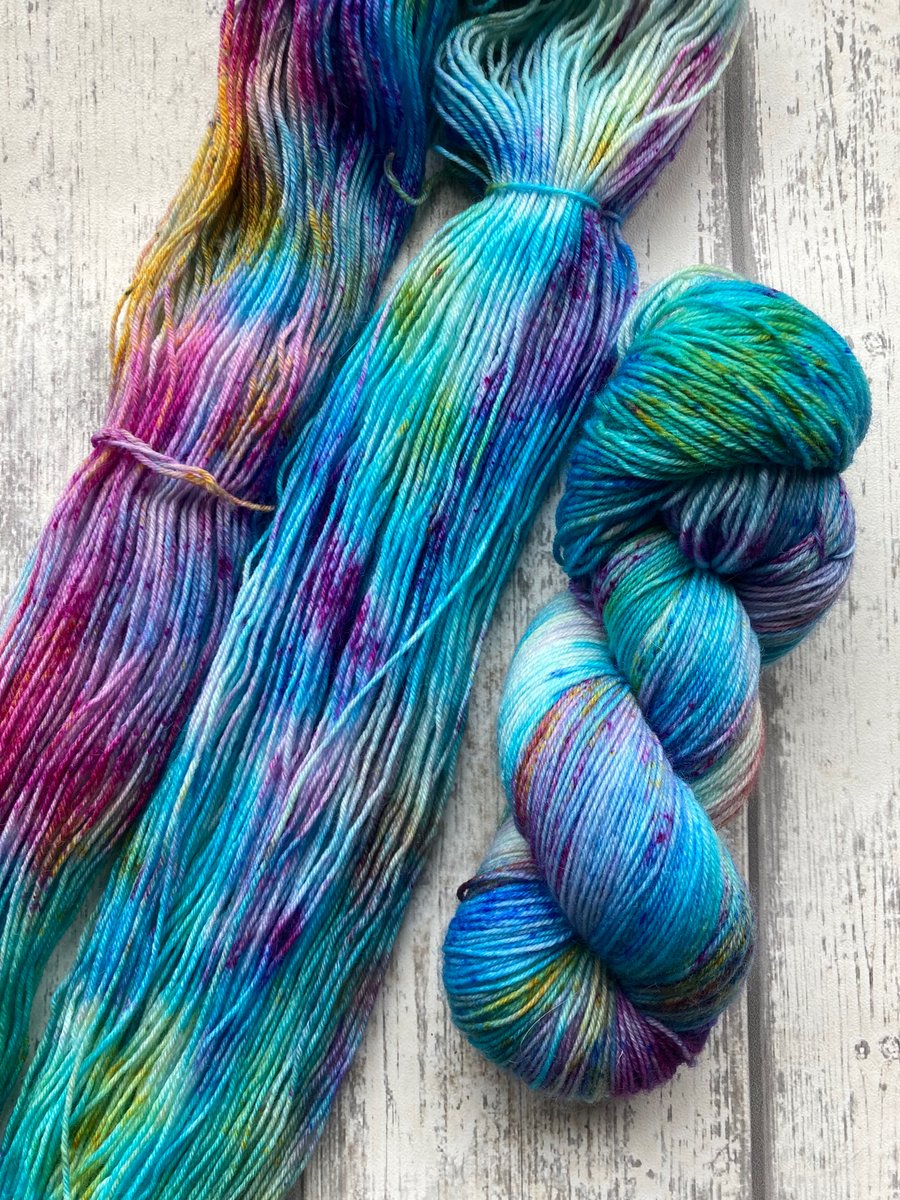Hand dyed knitting yarn 4 ply sock yarn 100g Dazzle socks 