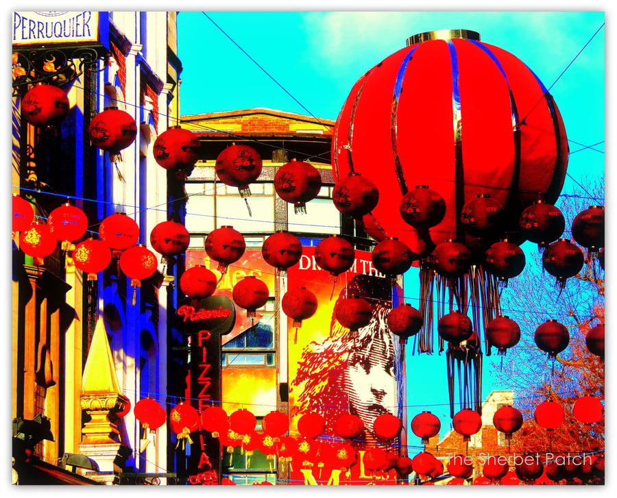 Lanterns.  A photographic print.