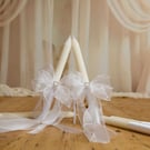 Set of 2 White Beeswax Ceremony Collection Handmade Tall Taper Candles