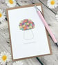 Floral Toadstool Card - Blank Card - Birthday Card - Toadstool Card