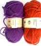 Woolyknit Aran British Wool 2 x 50 gram balls in Purple and Orange - Image 2