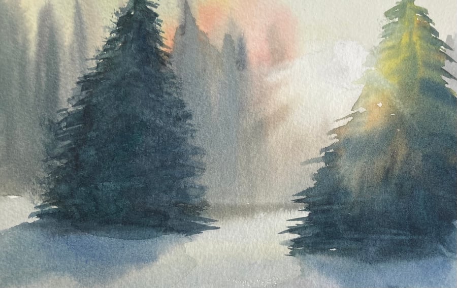 Winter light snow scene (Pure Original Watercolour)