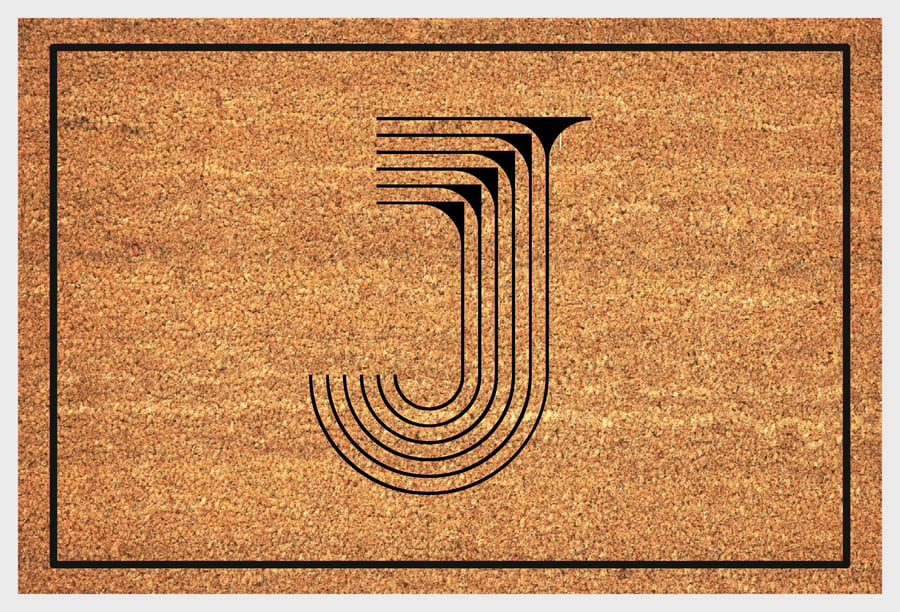 J Letter Door Mat - Monogram Letter J Welcome Mat - 3 Sizes