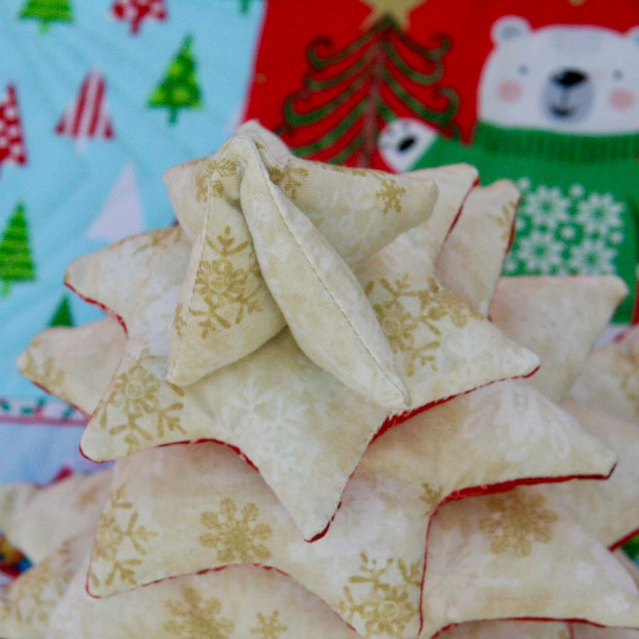 Fabric Christmas Tree Table Decoration with Snowflake design