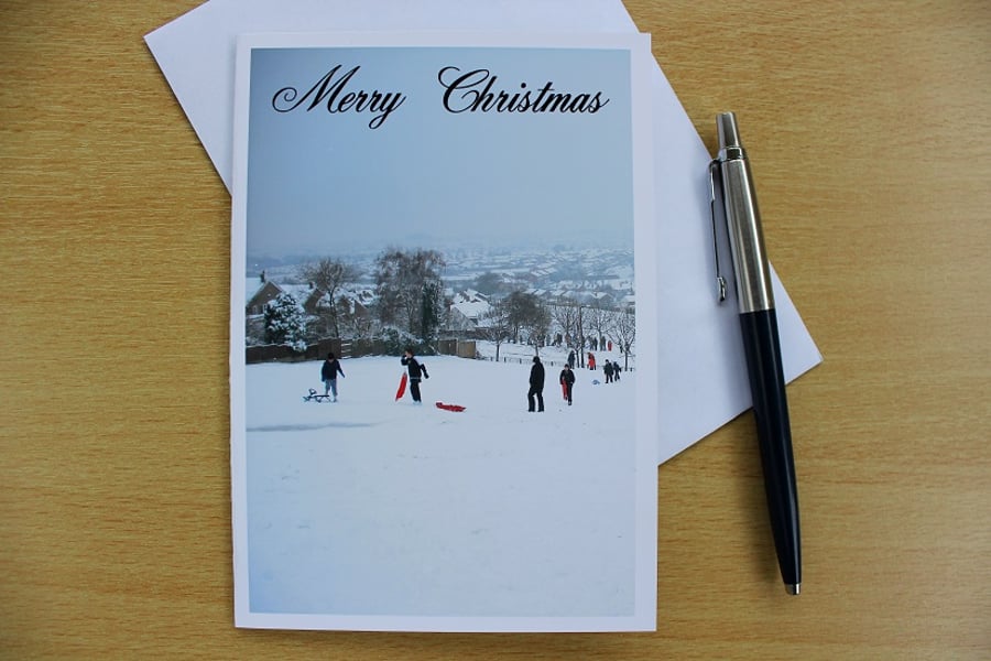Playing In The Snow pack of 4 Christmas Cards or Notelets