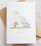 Rainbow Rain 'Ellie' Elephant Birthday Card - Personalised - Image 2