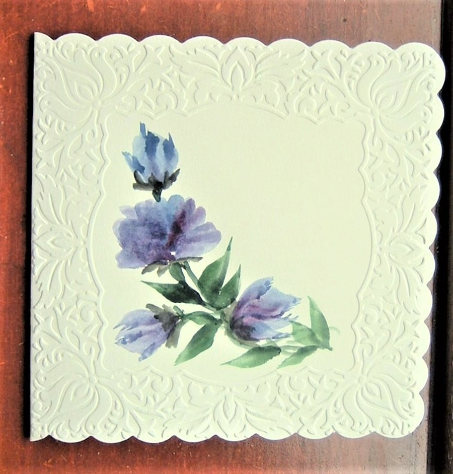 and painted floral greetings card ( ref F 549)
