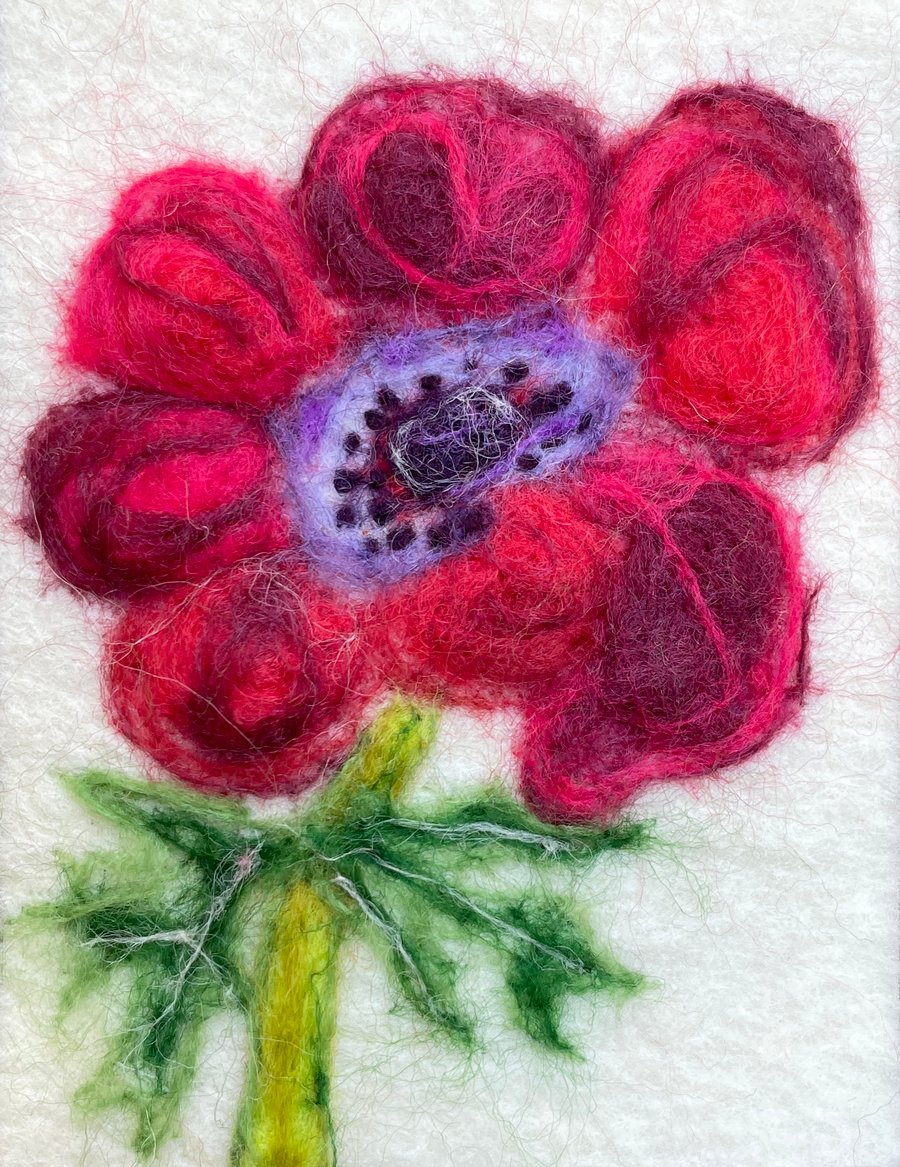 Hand Felted Anemone Textile Art work