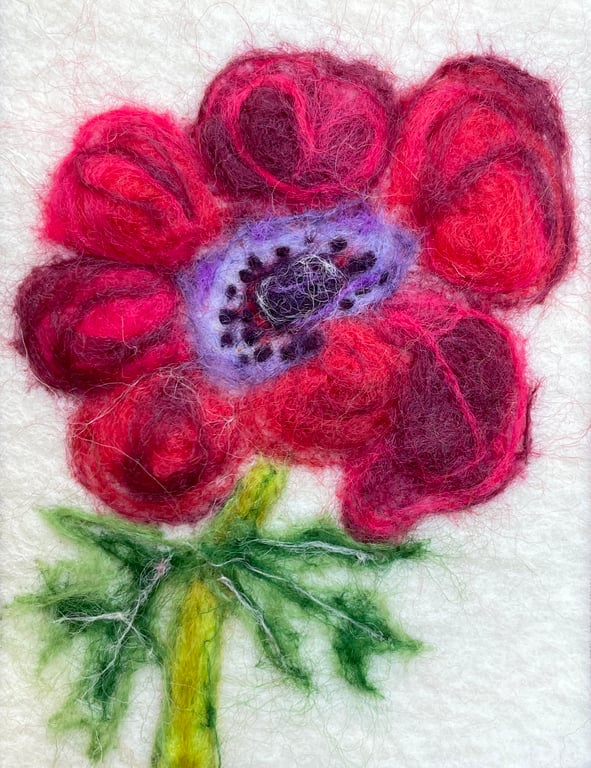 Hand Felted Anemone Textile Art work