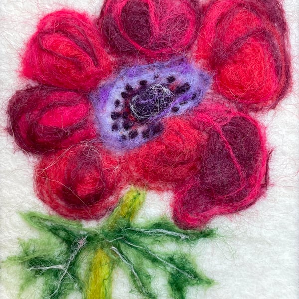 Hand Felted Anemone Textile Art work