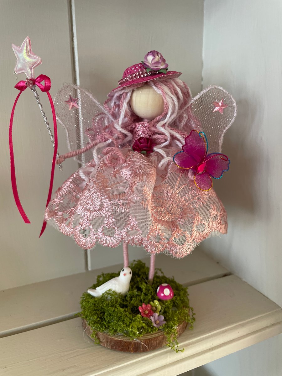 Flower fairy, rose flower fairy collectable art doll, nursery decor, magic 