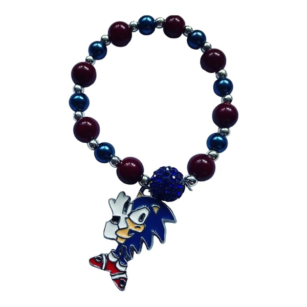 Sonic charm stretch beaded shamballa bracelet gift toddler adult kids sizes 