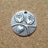 2 x Tibetan Silver Plated Pendants - Round - 25mm - Owl 