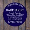 Blue Heritage plaque, personalised wall sign for indoors or outdoors