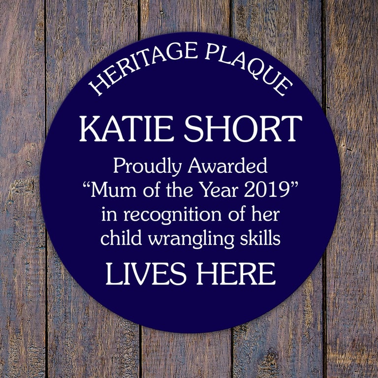 Blue Heritage plaque, personalised wall sign for indoors or outdoors