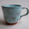 Hand-thrown espresso cup with pale aqua blue glaze - handthrown coffee mug