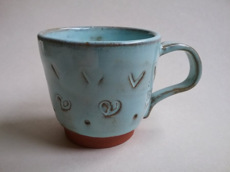 Hand-thrown espresso cup with pale aqua blue glaze - handthrown coffee mug