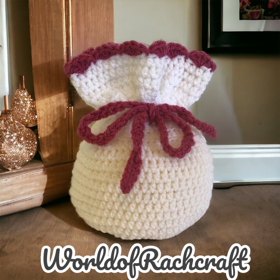 Crochet drawstring bag